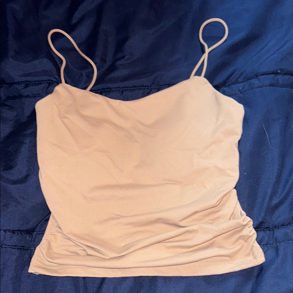 SHEIN Tan Ruched Fitted Camisole